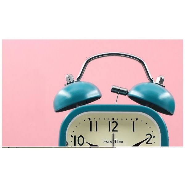 Wekity 3 tum fyrkantig metall lysande söt väckarklocka Tyst väckarklocka för studenter, barn och vuxna (blå)