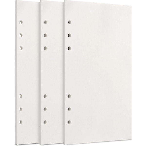 A6 Refillpapper, 3 Förpackningar 100GSM Tjockt Påfyllningsbart Papper 6 Håls Insatser Löst Blad Papper 135 Ark (270 Sidor)