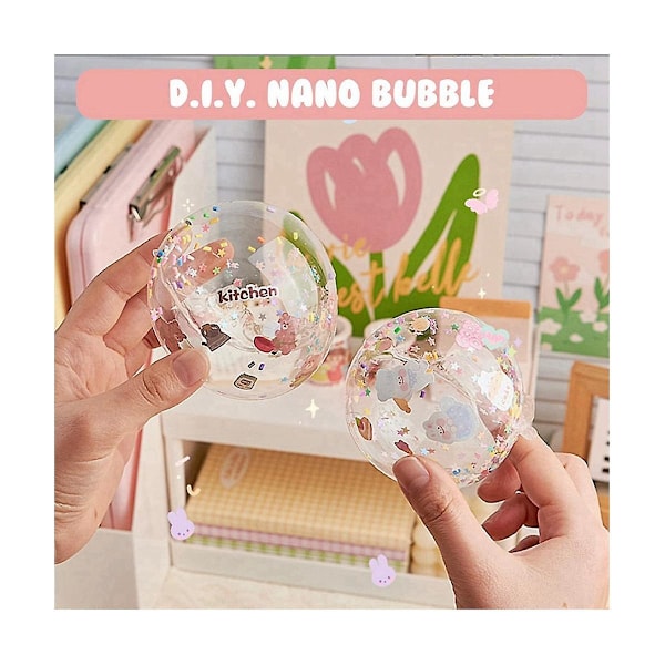Färgad Nano-Tejp Bubbla Klibbig Boll DIY Elastisk Nano-Tejp Leksaker Dubbelsidig Bubbelbar Tejp