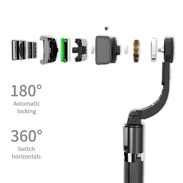 Handhållen Gimbal Stabilisator Mobiltelefon Selfie Stick Hållare Justerbart Selfie Stativ för Iphone/Android L08 black