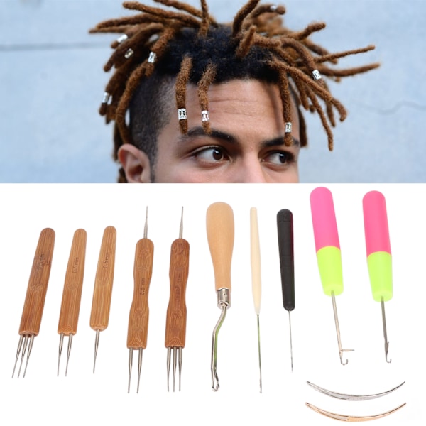 12 st Dreadlocks verktygsset Dreadlocks virknål Hårlåsningsverktyg för peruker hårförlängningar