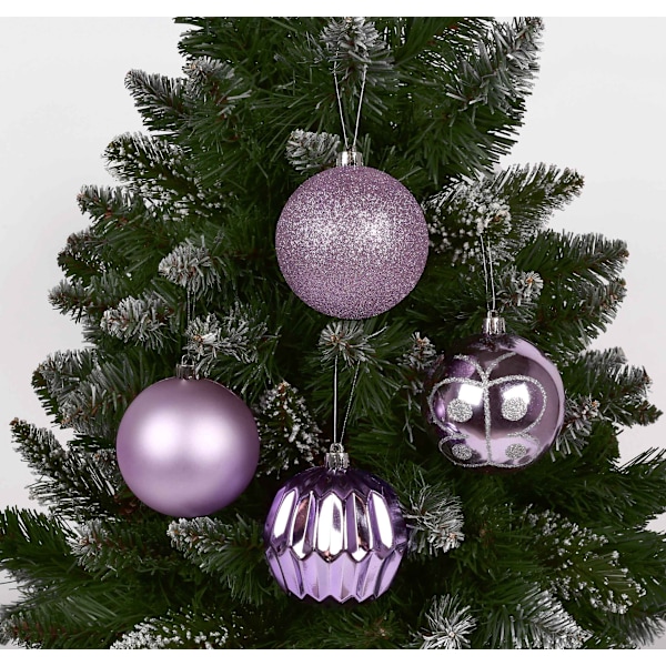 Lilla julekuler, plast, 6cm juletrepynt, 16 stk. lila