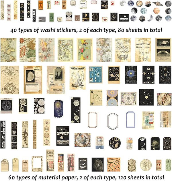 800 Ark Scrapbooking Stickers, Washi Papper Planner Sticker