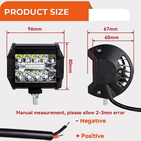 1st 4 tum bil trinokulärt ljus 12v 20led 60w arbetsljus 4800lm 6000k terrängfordon inspektionsljus extraljus strålkastare