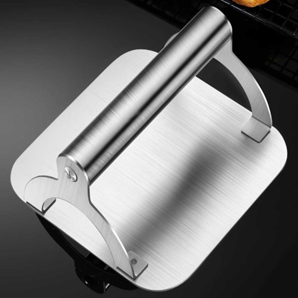 Smash Iron 100% Rostfritt Stål - Hamburgerpress för Grill och Spis silver
