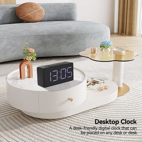 Digital väckarklocka med adapter, sovrum, sängbord - svart