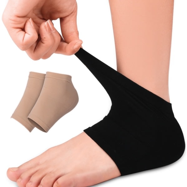 Plantar Fasciitis Hälstrumpor Anti-sprick elastisk duk för Achilles tendonit sporrar Spruckna fötter Smärtlindring Hälskydd Black