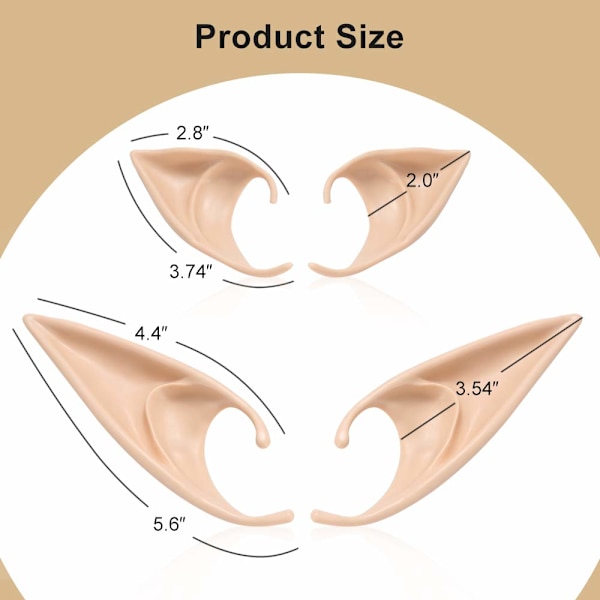 Keijukaisten haltiakorvat - Renessanssijuhlan pukeutumisnaamiointiasuste Elf Masquerade Vampire Fairy Ears (2 paria)