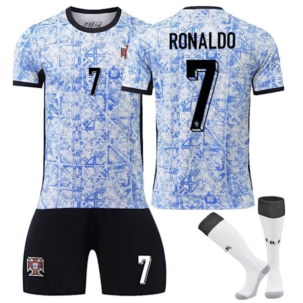 UEFA Euro 2024 Portugal udebane kamp nr. 7 Ronaldo fodboldtrøjer Børne fodboldudstyr S