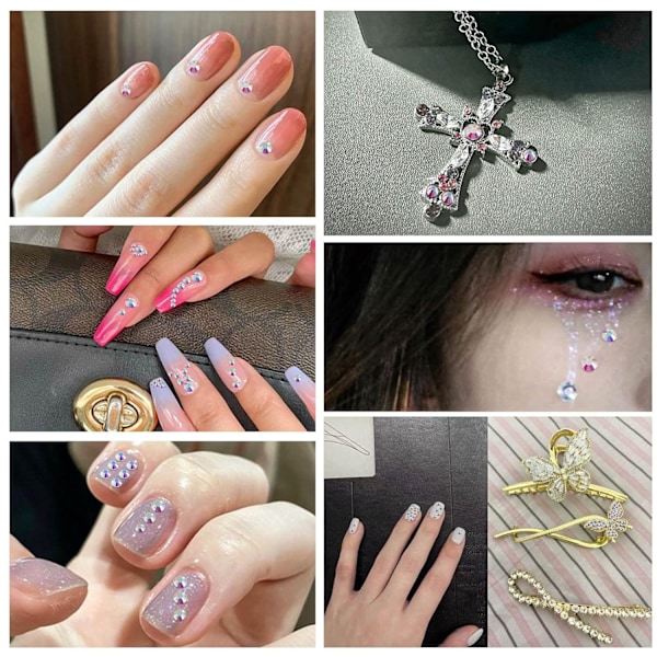 1440 stk. Flat Back Krystall Rhinestone Runde Steiner, Transparent AB, SS20, 4,6-4,8 mm Flat Bunn Neglekunst Dekorasjon