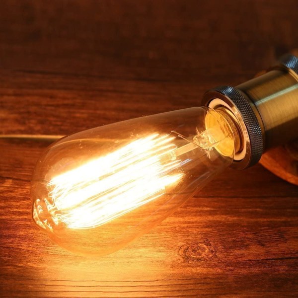 6x LED-belysning Vintage Edison Lamphållare E27 Sockeltak