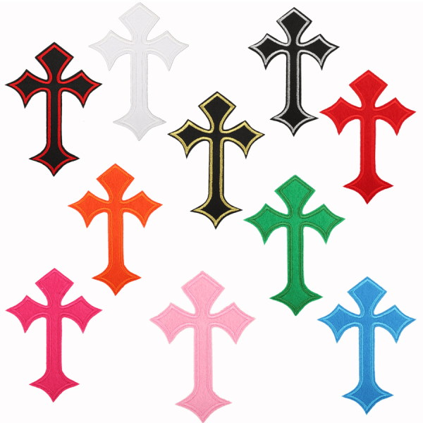 Lot de 10 croix brodées à repasser pour coudre des badges sur des