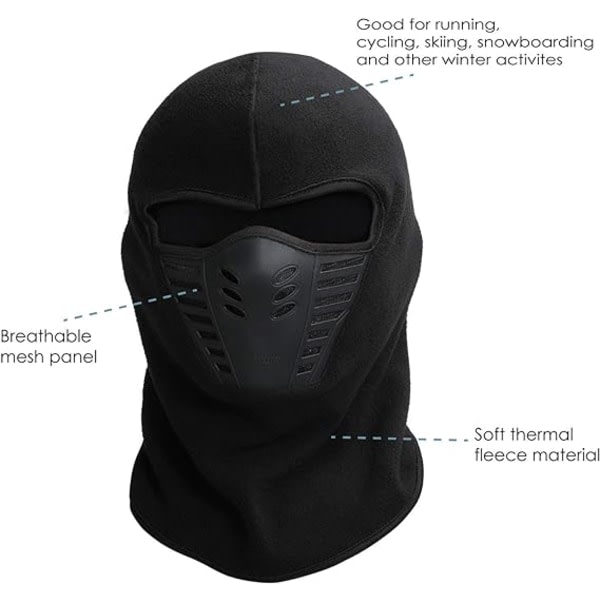 One Size - Svart Balaclava för män - Airsoft Mask - Ansiktsvärmare -