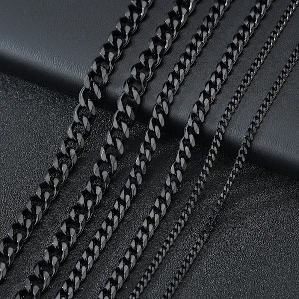 Uzone Basic Punk Rustfrit Stål 3,5,7mm Kantsten Cubansk Halskæde til Mænd Kvinder Guldfarve Ledkæde Chokers Solid Metal Smykker Guldfarve Guldfarve Gold color 40cm 5mm