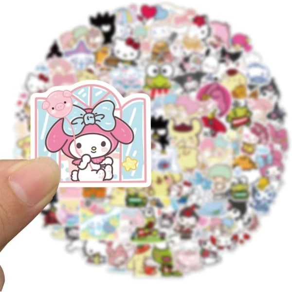 100 söta tarraa Paketti Hello Kitty Tarrat Mymelody&Kuromi Tarrat Cinnamoroll Pompompurin Keroppi