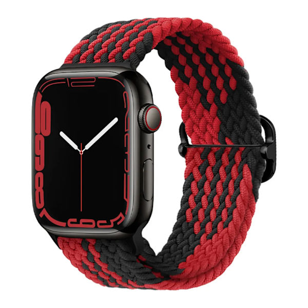 Punottu silmukka Apple Watch Rem 44mm 40mm 45mm 41mm 42mm 38mm 49mm Joustava Solo-ranneke iWatch series 9 se 7 5 6 Ultra2 Band 24.musta punainen 24.black red 42mm 44mm 45mm 49mm