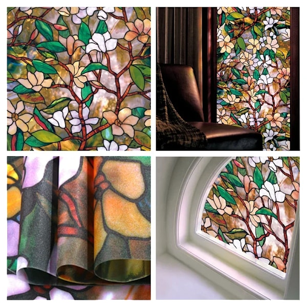 Vindufilm med statisk klistrefolie 3D dekorativ blomster vindufilm farget vinyl vindudekalkoman WP1058 WP1058 45x500cm WP1058