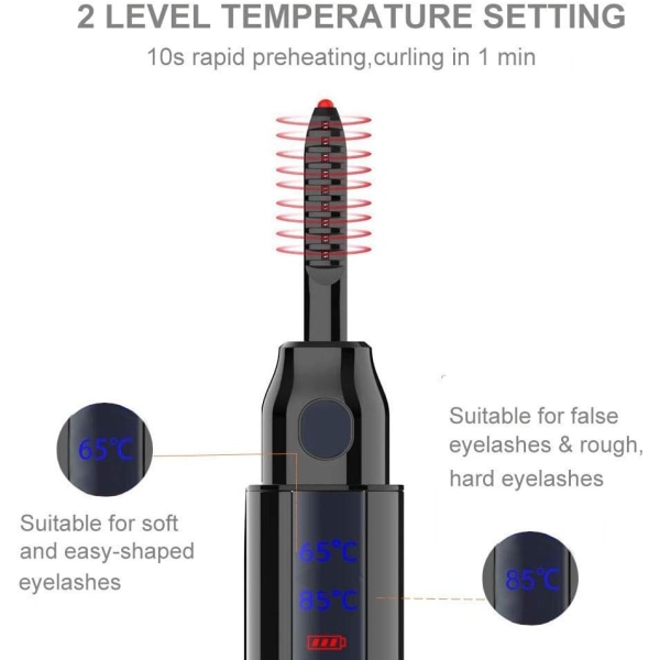 Uppvärmd ögonfransböjare Elektrisk ögonfransböjare USB uppladdningsbar ögonfransborste