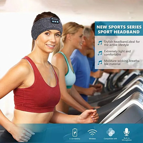 Trådlöst Bluetooth Headset Elastiskt Sportpannband Over Ear Hörlurar Musik Sömn Ögonmask