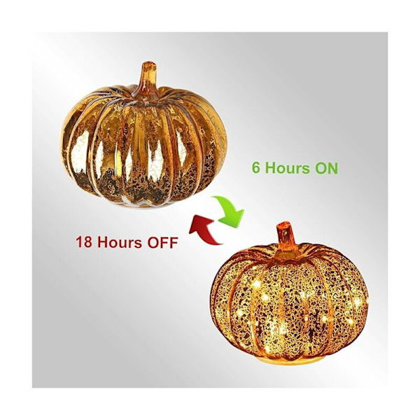 Halloween Pumpa Ljus LED Belysning med Timer Pumpa Burkar Höst Heminredning Guld