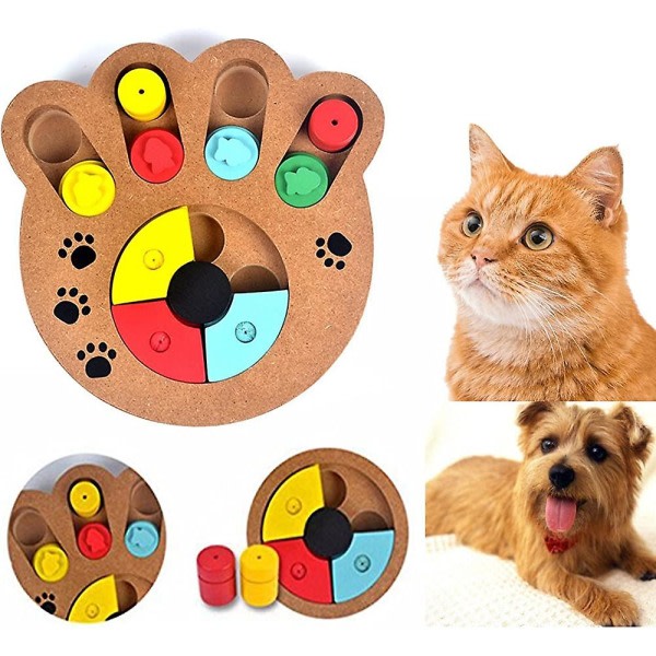 Pedagogisk hundleksak Smart hundleksak i trä Kul kurragömma behandlad mat Pet Paw Toy Pussel för hundkatt