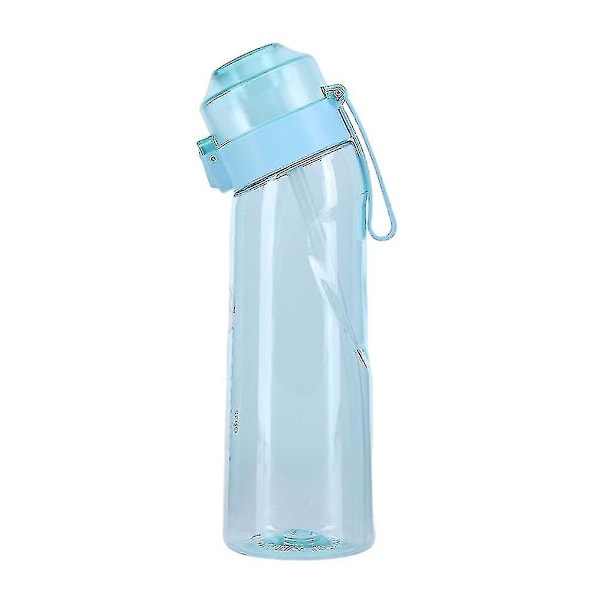 Smaksatt Vannflaske med 7 Smakskapsler Luft Vann Opp Flaske Frostet Svart 650ml Luft Starter Opp Sett Vannkopp for Camping Sport Klar Blå Klar Blu Clear Blue Only water bottle