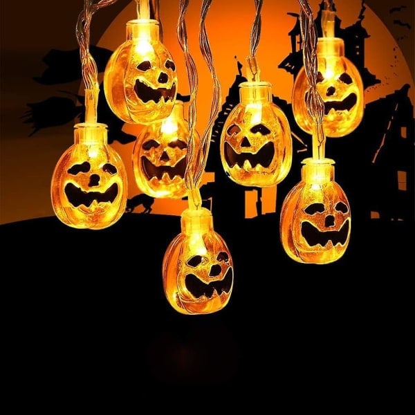 Halloween-koriste, 20 ledillä toimiva oranssi kurpitsaköynnös ulkokäyttöön Halloween-koristeluun