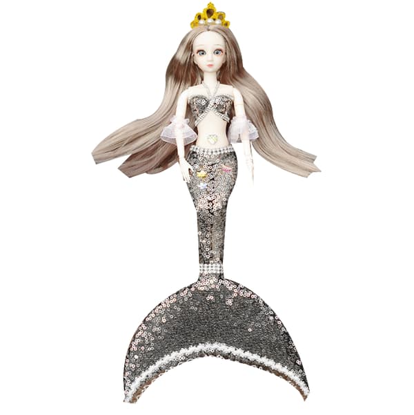 Barbie docka sjöjungfru leksaker med paljetter silver