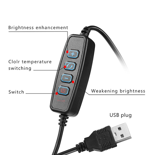 6\" LED Ring Light Dimbar USB 5500K Fyllelampe Light + Adapter