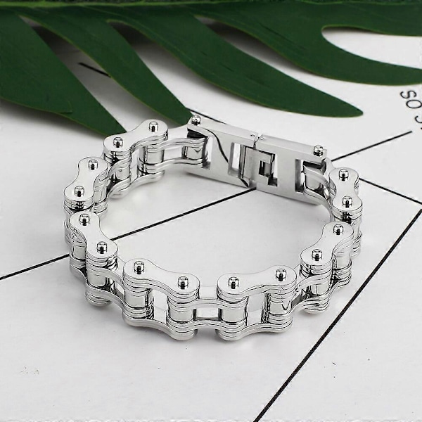 16mm Armband i titan stål för motorcykel, herr dam punk personlighet rostfritt silverfärg motorcykelkedjor armband db Silver 16mm Silver 16mm 19cm