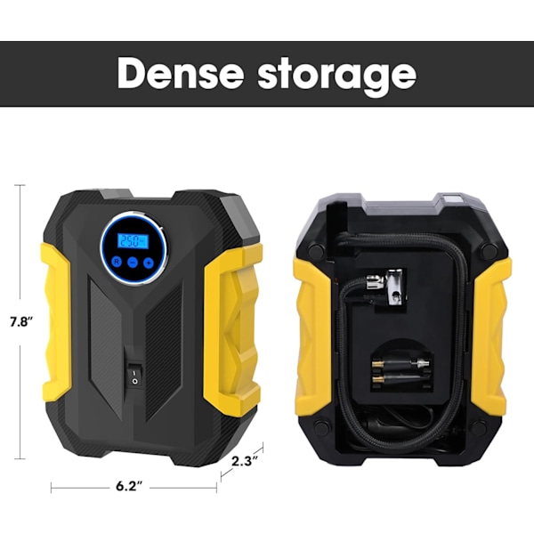 Digital Luftkompressor for Bil Auto Pumpe Bærbar Dekk Inflator med LED Lys DC