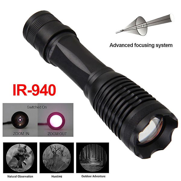 IR 940nm Lommelygte, Infrarød LED Belysning Zoombar Infrarød Lommelygte med Konveks Linse til Nattesyn Jagt - Bruges med Nattesynsudstyr 28 ML My melody