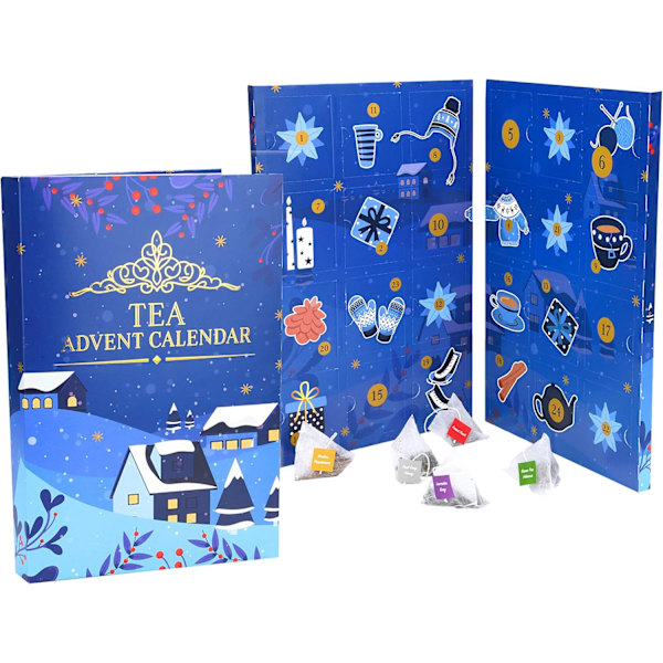 Tebok Adventkalender 2022 Stor - 35x24cm - Olika Tesorter för Jul - Advent Juldekorationer Kalender, ProvpaketF&Q