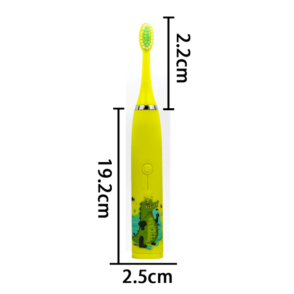 Sähköhammasharja lapsille, jossa on 6 harjaspäätä, IPX7-vesi Yellow