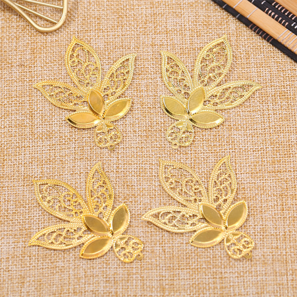 Gold Leaf Flower Connectors Järn Filigran Wraps DIY Scrapbook H