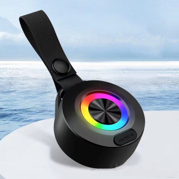 Ipx4 vattentät högtalare, Bluetooth duschhögtalare 5.0, Rgb-ljus, utomhus 360 ° surroundljud rik bas, strand/vandring/resor (svart)