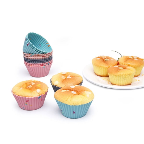 6 kpl/setti Uudelleenkäytettävä Silikonimuotti Muffini Kakkuvuoka Monivärinen Multicolor one size