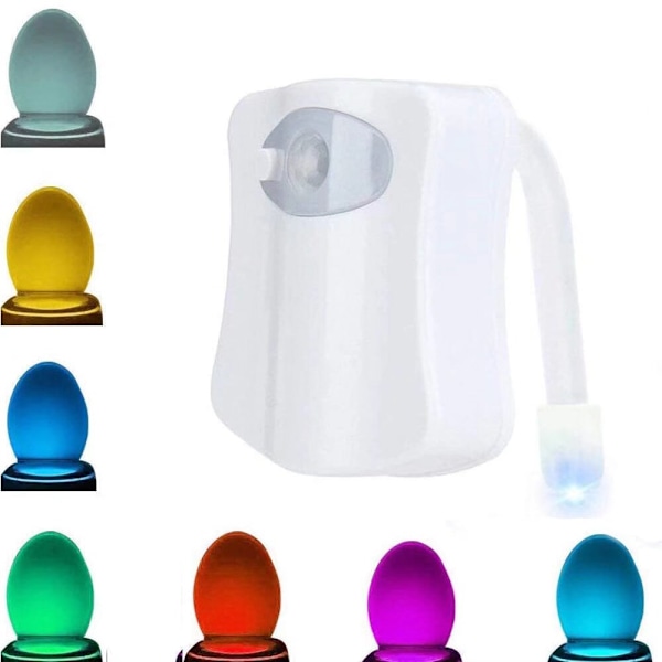 LED Toilet Natlampe med Bevægelsessensor, Menneskekrops Induktions Natlampe, Toiletsæde Lys, 8 Farver