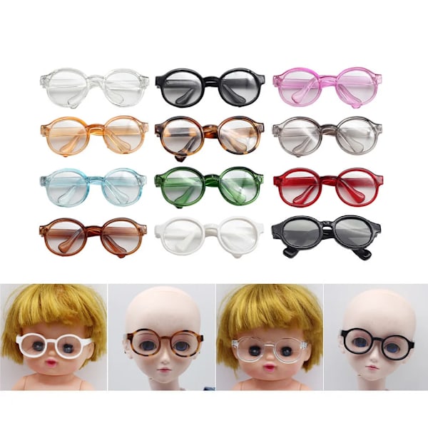 6,5 cm 9 cm Gennemsigtige Plastikbriller Til 1/8 1/6 1/3 1/4 BJD til Labubu MSD SD Plys til EXO Dukke solbriller 9cm for 20cm doll All black