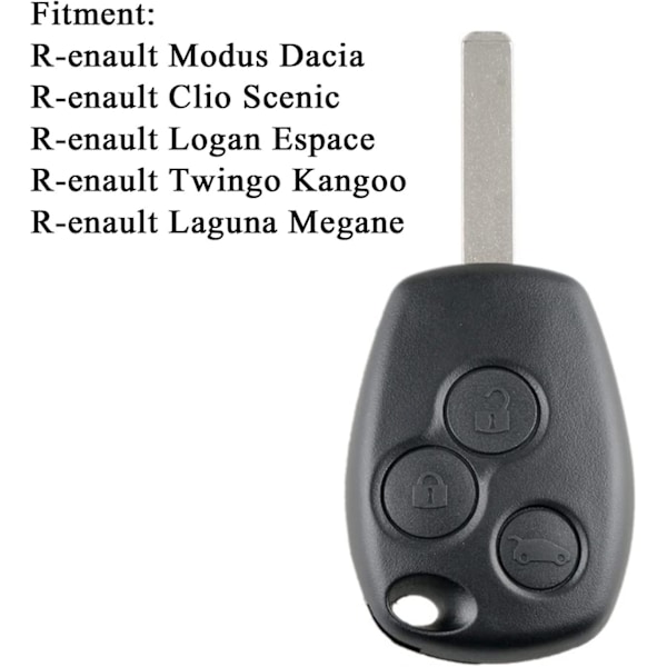 Nøglehus udskiftning 3 knapper til Lmell Twingo Scenic Modus Kangoo Dacia Present