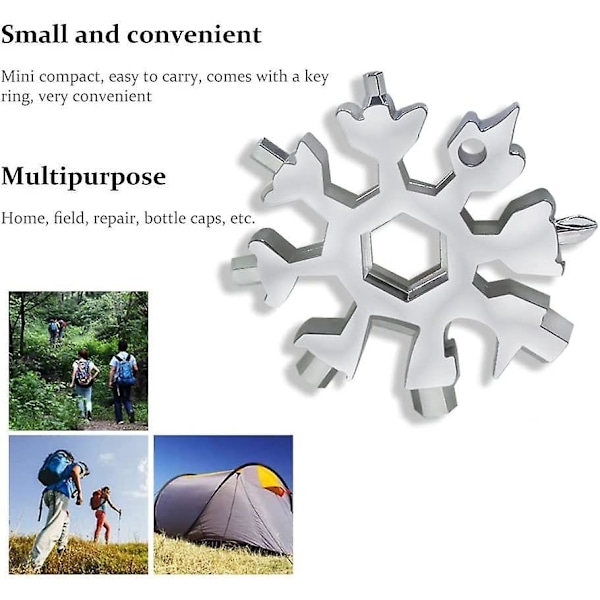 Snöflinga Multiverktyg - Rostfritt Stål, 8-i-1 Bärbar Campingutrustning (4-pack)