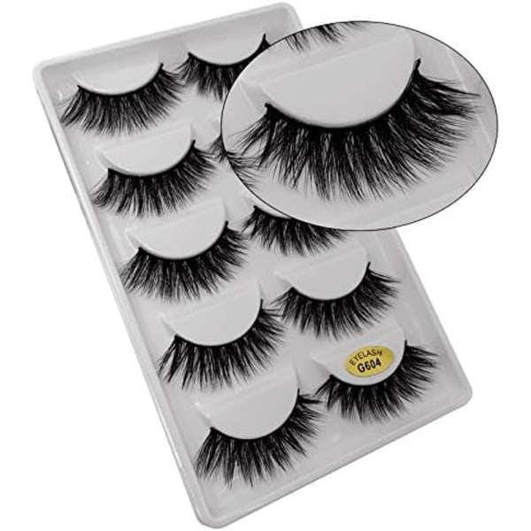 (iLashes.SE) 5 par lösögonfransar - 3D faux mink G604 svart (iLashes.SE) (G-604)