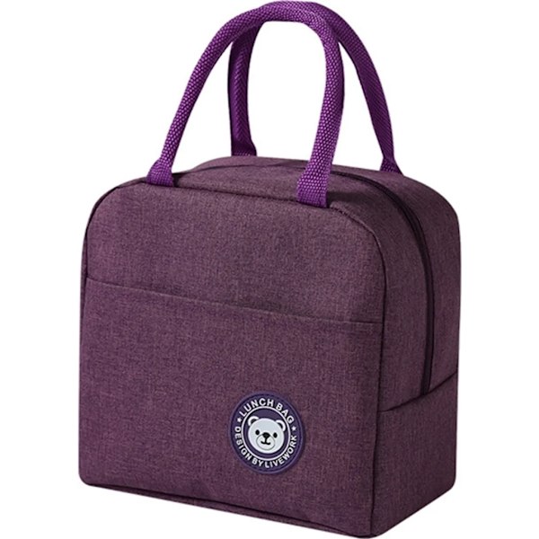 Lille køletaske, foldbar mini madtaske med lynlås, vandtæt madtaske, picnictaske, køletaske (lilla)