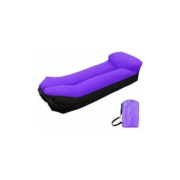 Oppblåsbar utendørs sofa med pute uten pumpe luft sofa bærbar oppblåsbar vanntett soveseng for reise camping (lilla) DOPA