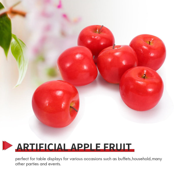 Nya Dekorativa Konstgjorda Äpple Plast Frukter Imitationsdekor 6st Röd