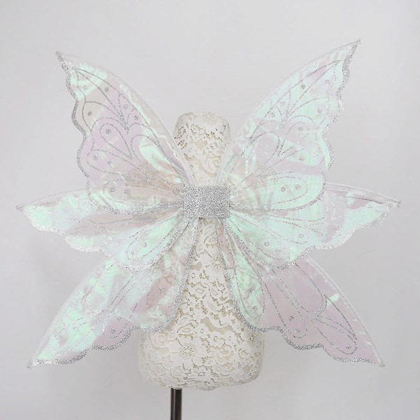 Nya Fairy Wings För Vuxna Dress Up Glittrande Skira Vingar Butterfly Halloween Fairy Kostym Ängla Vingar För Kvinnor Flickor - Snngv silver