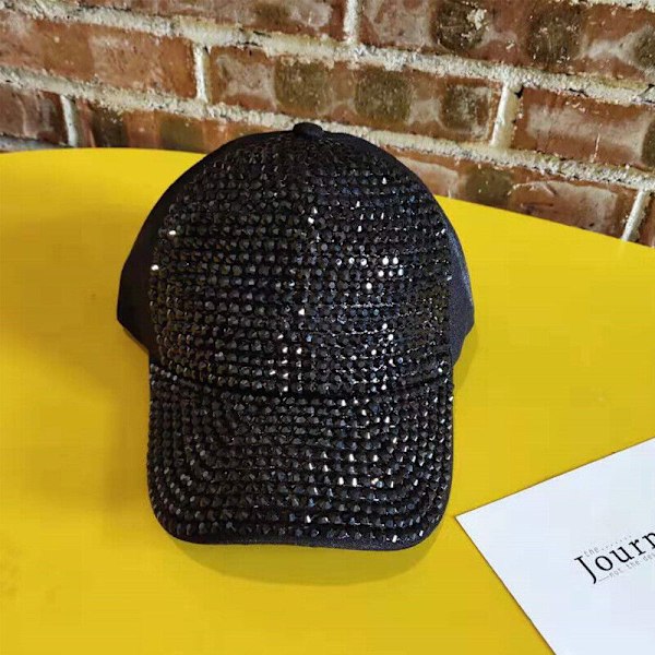 Baseball cap cap Strass pailletter Funklende Glitter Bling Snapback Hat, Sort