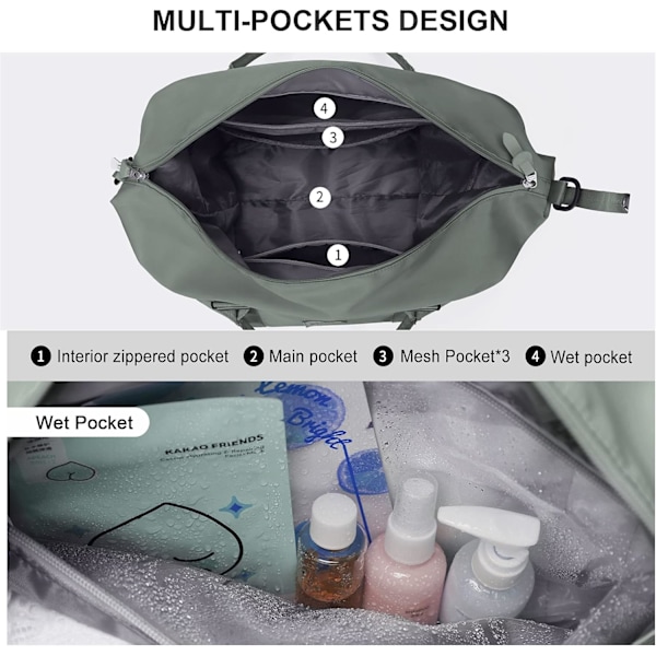 Sports Rejsetaske Duffel Bag Dame Stor Sportstaske, Weekendtaske Flyrejse Håndbagage, Dame Strandtaske Overnatningstaske