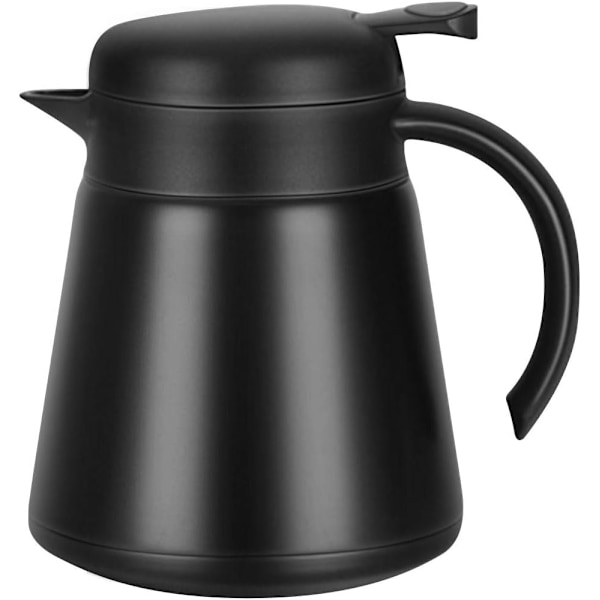 800 ml 304 18/10 Termokande i rustfrit stål/Dobbeltvægget vakuumisoleret kaffekande med trykknap, 13+ timers varm og kold opbevaring, BPA-fri