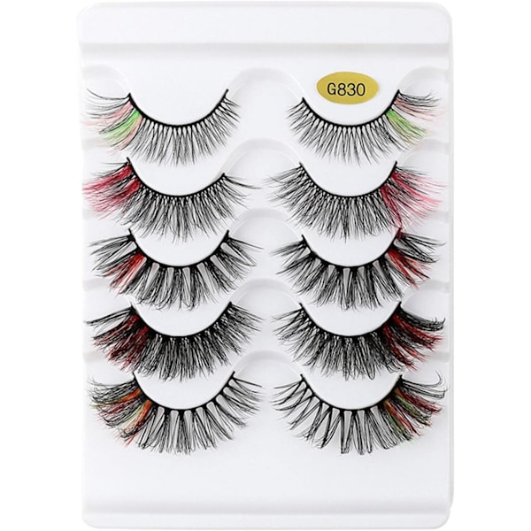 (iLashes.SE) 5 par falske øyevipper - 3D faux mink G830 (farget) (G-830)